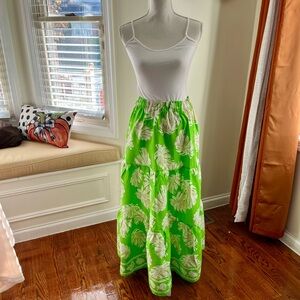 Green Leaf Print Maxi Skirt by Flying Tomato- NWOT
